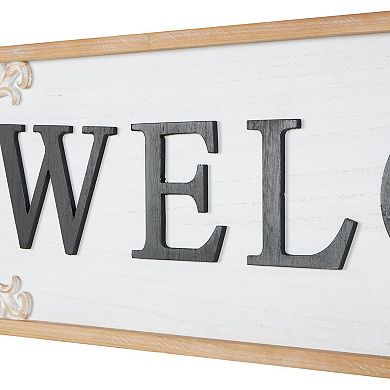 Stella & Eve Wooden Welcome Home Wall Decor with Scroll Details