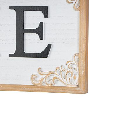 Stella & Eve Wooden Welcome Home Wall Decor with Scroll Details