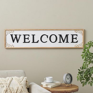 Stella & Eve Wooden Welcome Home Wall Decor with Scroll Details