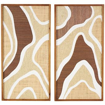 Stella & Eve 2 pc Wood Textured Wavy Wall Decor Set