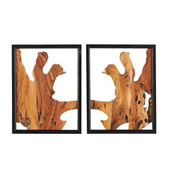 Stella & Eve Live Edge Wood Wall Decor Set of 2 with Black Frames