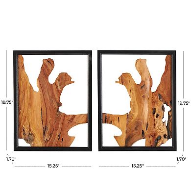 Stella & Eve Live Edge Wood Wall Decor Set of 2 with Black Frames