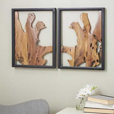 Stella & Eve Live Edge Wood Wall Decor Set of 2 with Black Frames