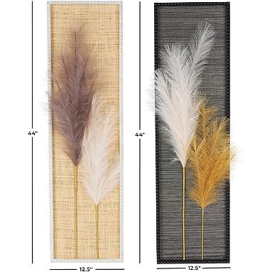 Stella & Eve 3D Pampas Stem 2-pc. set Framed Wall Decor with Textured Backing and Beaded Frame
