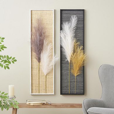 Stella & Eve 3D Pampas Stem 2-pc. set Framed Wall Decor with Textured Backing and Beaded Frame