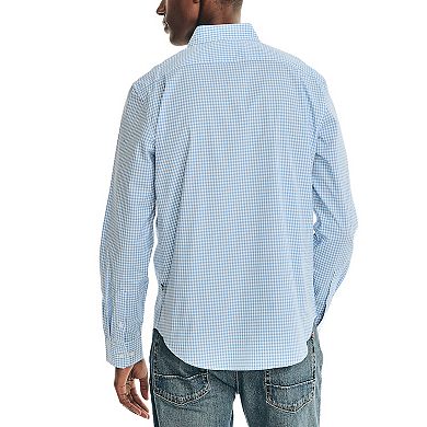 Men's Nautica Long Sleeve Tencel Anchor Gingham Shirt