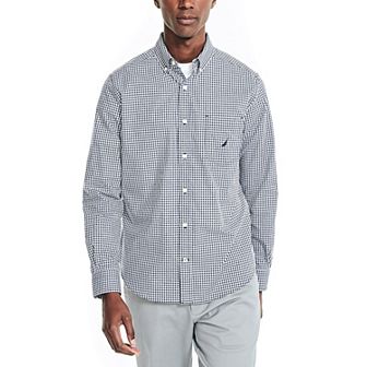 Men's Nautica Long Sleeve Tencel Anchor Gingham Shirt