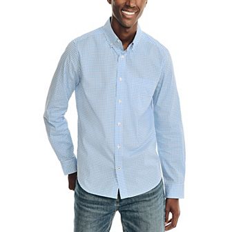 Men's Nautica Long Sleeve Tencel Anchor Gingham Shirt