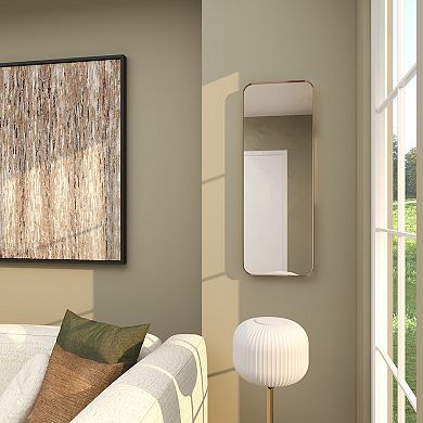 Stella & Eve Gold Finish Thin Framed Rectangle Wall Mirror