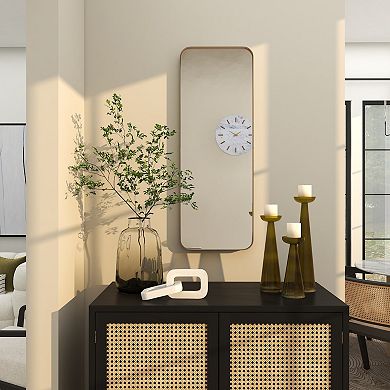 Stella & Eve Gold Finish Thin Framed Rectangle Wall Mirror
