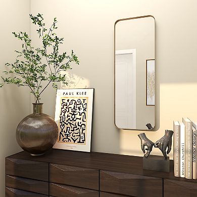 Stella & Eve Gold Finish Thin Framed Rectangle Wall Mirror