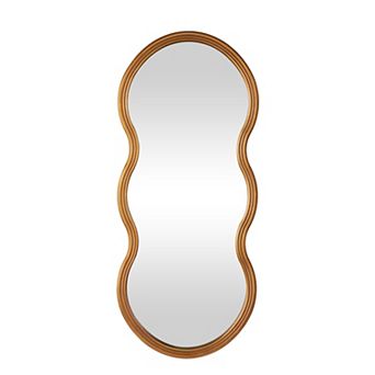 Stella & Eve Ribbed Frame Wavy Shaped Wooden Wall Mirror