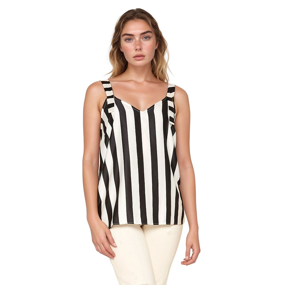 Black & White Striped V-Neck Top main image 1