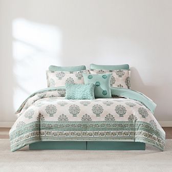 Lush Decor Sofia Flower Block Bouquet 8 pc Comforter Set with Shams