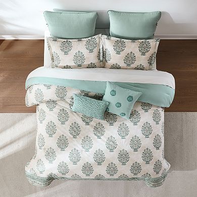 Lush Decor Sofia Flower Block Bouquet 8-Piece Comforter Set with Shams
