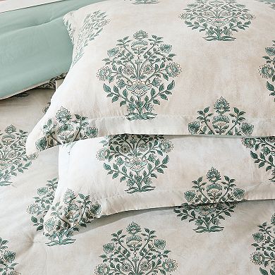 Lush Decor Sofia Flower Block Bouquet 8-Piece Comforter Set with Shams