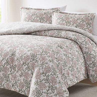Lush Decor Zara Floral Block Reversible 3-Piece Comforter Set