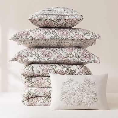 Lush Decor Zara Floral Block Reversible 5-Piece Comforter Set