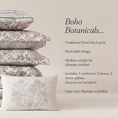 Lush Decor Zara Floral Block Reversible 5-Piece Comforter Set