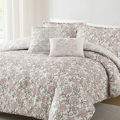 Lush Decor Zara Floral Block Reversible 5-Piece Comforter Set