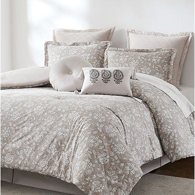 Lush Decor Zara Floral Block 8-Piece Comforter Set