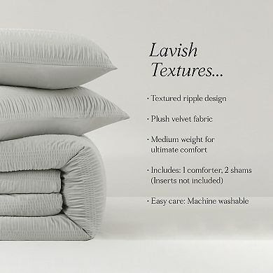 Lush Decor Azalea Ruched Velvet Stripe Comforter Set