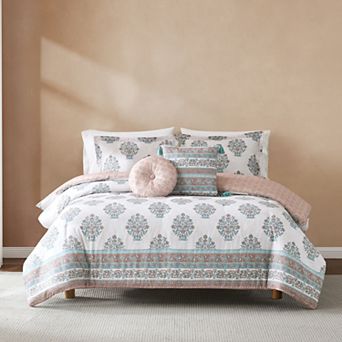 Lush Decor Sofia Flower Block Bouquet 5 pc Comforter Set