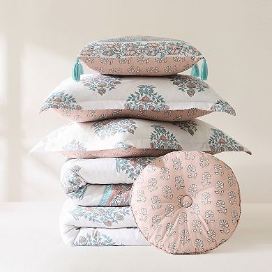 Lush Decor Sofia Flower Block Bouquet 5-Piece Comforter Set