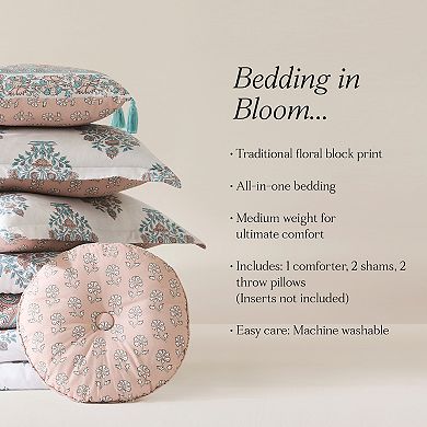 Lush Decor Sofia Flower Block Bouquet 5-Piece Comforter Set
