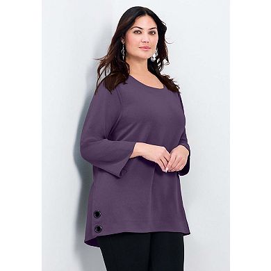 Avenue Women's Plus Size Breanna Eyelet Detail Hacci Top