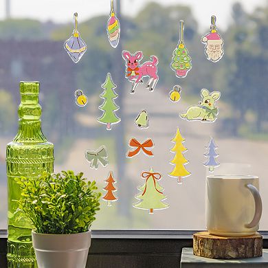 Pulsar Holiday Window Gel Clings Set of 15 Decorative Clings