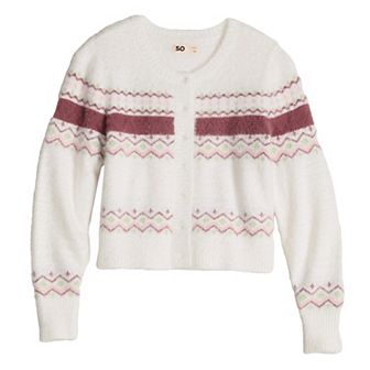 Girls 6-20 SO® Crewneck Cardigan Sweater in Regular & Plus Size