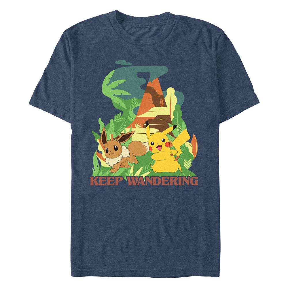 Big & Tall Pokemon Pikachu And Eevee Keep Wandering Graphic Tee
