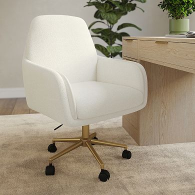 Martha Stewart Upholstered Swivel Home Office Chair with Double Cushions