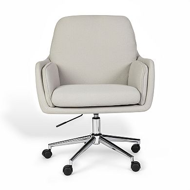 Martha Stewart Upholstered Swivel Home Office Chair with Double Cushions