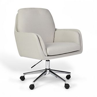 Martha Stewart Upholstered Swivel Home Office Chair with Double Cushions