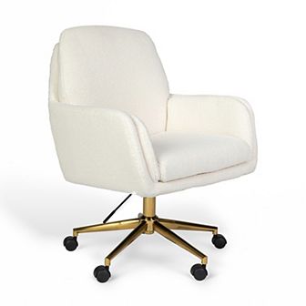 Martha Stewart Upholstered Swivel Home Office Chair with Double Cushions