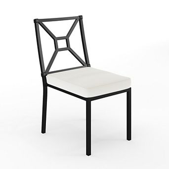 Martha Stewart All-Weather Steel Frame Stackable Patio Side Dining Chair with Cushion