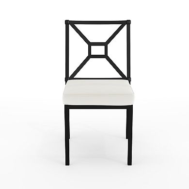 Martha Stewart All-Weather Steel Frame Stackable Patio Side Dining Chair with Cushion