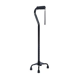 Emma and Oliver Left or Right-Handed Quad Cane w/ Adj. Height, Large Base, Padded Handle