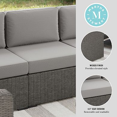 Martha Stewart Outdoor Modular Rattan Wicker Patio Sectional Sofa Center Seat