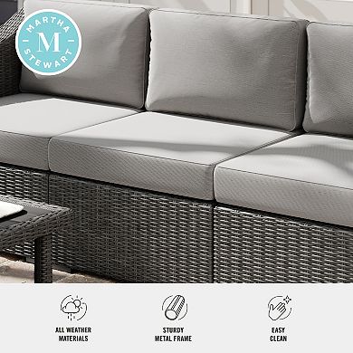 Martha Stewart Outdoor Modular Rattan Wicker Patio Sectional Sofa Center Seat