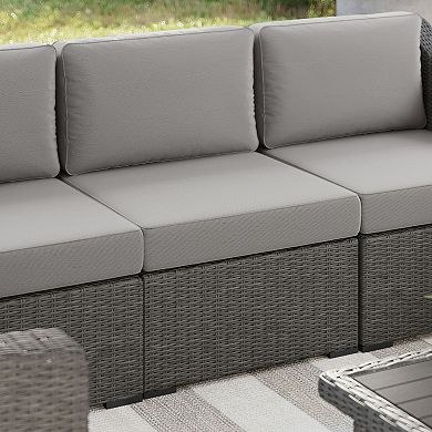 Martha Stewart Outdoor Modular Rattan Wicker Patio Sectional Sofa Center Seat