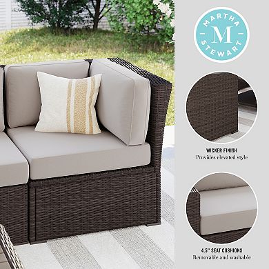 Martha Stewart Outdoor Modular Rattan Wicker Patio Sectional Sofa Corner Seat