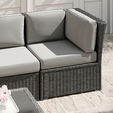 Martha Stewart Outdoor Modular Rattan Wicker Patio Sectional Sofa Corner Seat