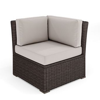 Martha Stewart Outdoor Modular Rattan Wicker Patio Sectional Sofa Corner Seat