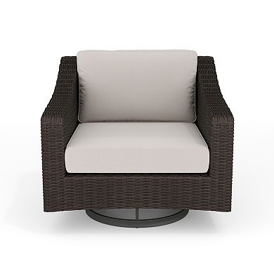 Martha Stewart Outdoor Rattan Wicker Swivel Chair with All-Weather Cushions