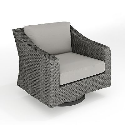 Martha Stewart Outdoor Rattan Wicker Swivel Chair with All