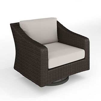 Martha Stewart Outdoor Rattan Wicker Swivel Chair with All-Weather Cushions
