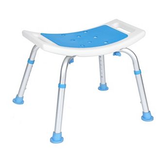 Emma and Oliver Height-Adjust Shower Stool with Non-Slip Feet and Padded Seat